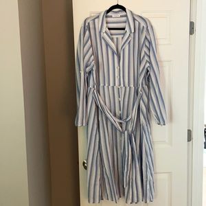 PLUS Striped Waist Tie Dress
